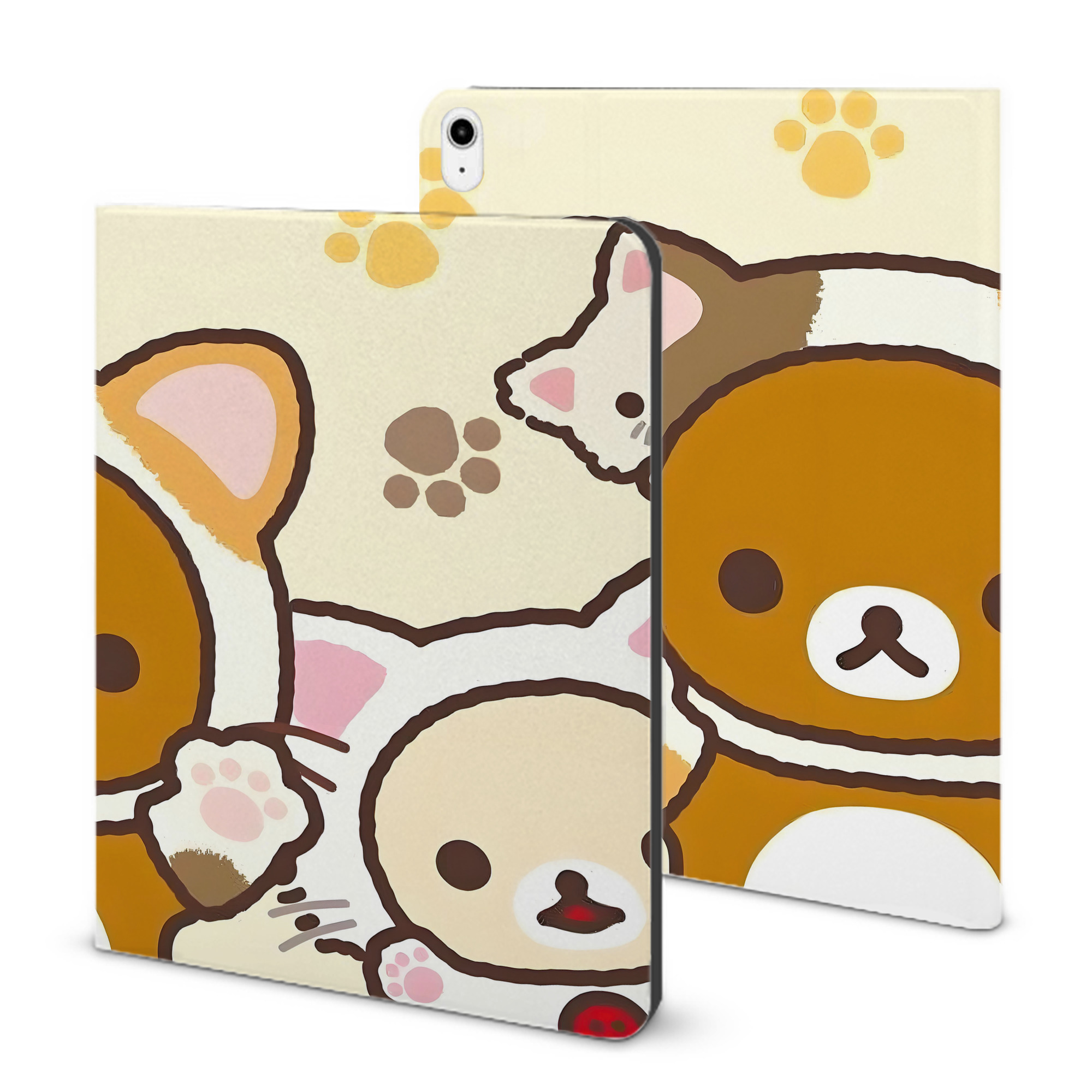 （画像用） リラックマ リラックマ キイロイトリ Rilakkuma Korilakkuma Kiiroitori IPadケース ペンホルダー付き ブックスタイルデザイン